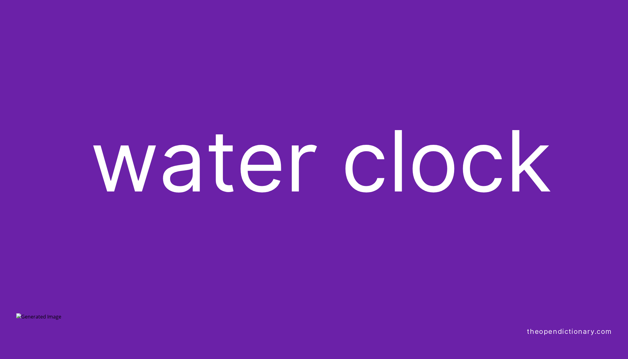 Water clock Meaning of Water clock Definition of Water clock